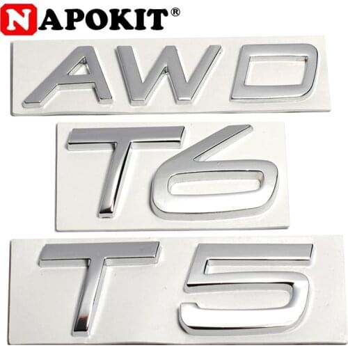 3D Metal T5 T6 AWD LOGO Emblems Badges Car Sticker Letter Decal Car Styling for Volvo XC60 XC90 S60 S80 S60L V40 V60 Tail Fender