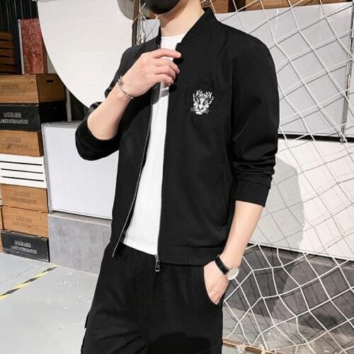 Mens Jackets Embroidery Coats Men Outerwear Casual Bomber Jacket Oversized 2020 Spring Autumn Clothing Jaqueta Masculino Black
