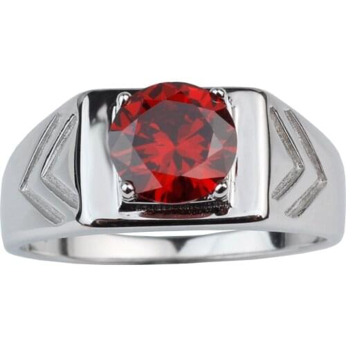 Fashion Jewelry Men Genuine Sterling Silver Ring 7.5mm Round Cubic Zirconia NAL Size 6 to 13 R513