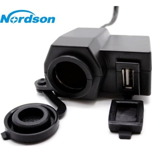 Nordson Waterproof Motorcycle USB Cell phone GPS Cigarette Lighter Charger for 12V Harley Suzuki Yamaha Kawasaki BMW Ducati