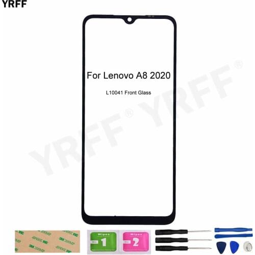 New Mobile Front Outer Glass Touch Panel For Lenovo A8 2020 L1004 (No Touch Screen) Glass Panel Cover Repair Assembly 3M Glue