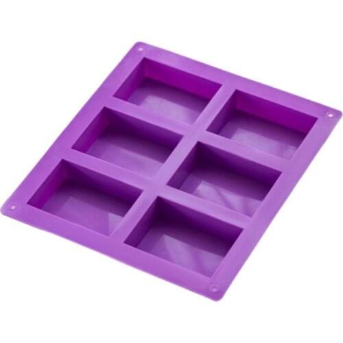 New 6-Cavity Rectangle Soap Mold Silicone Craft DIY Making Homemade Cake Mould 3D Plain Soap Mold Form Cake Tray Baking Tools