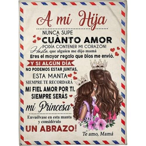 Upestory Letter for My Baby Girl Blankets Spanish Version Print Fleece Blanket Custom Gift Premium Sofa Sherpa Blankets Quilt