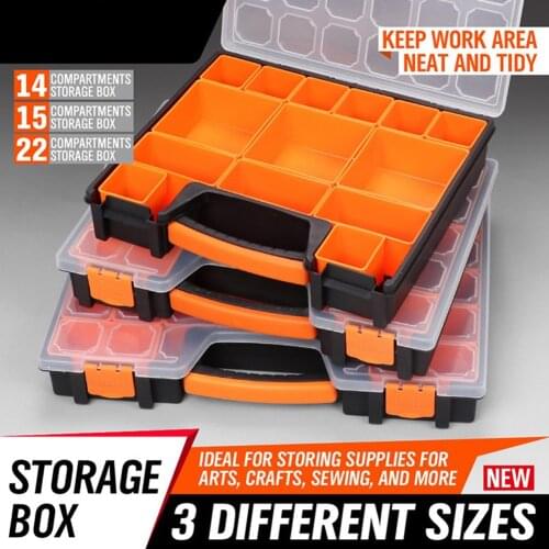 Plastic Storage Box Organizer With 14/15/22 Compartment Adjustable Container Tool Box Bin Screw Holder Case Display Container