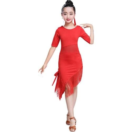 Girl Latin Dance Dress For Girls Latin Dress Costumes Child Ballroom Dance Costume Salsa Competition Tassel Latin Dancing Dress