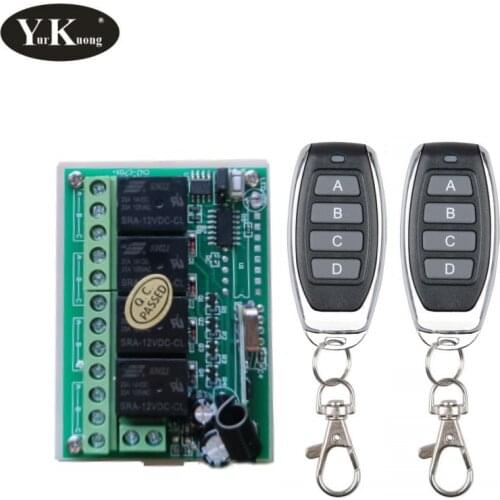 Remote Control Switch 12V DC 4CH Relay Tiny Console Wireless Remote Switches 315 433.92 MHZ ASK Learning Code Smart Home M T L