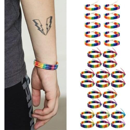 652B 10Pcs Rainbow LOVE Pride Friendship Bracelet Gay & Lesbian Adjustable Jewelry