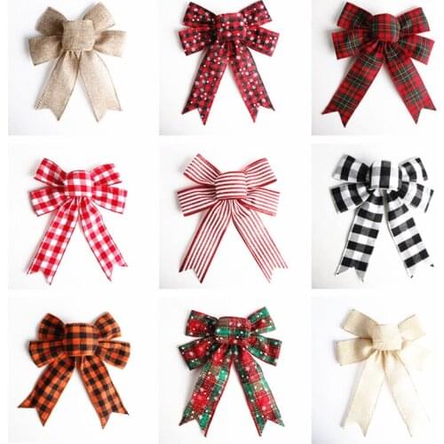 Christmas Bows Gifts Wrap Bows Christmas Tree Ornaments New Year Gifts Navidad Decorations for Home Wedding Car Decor Craft Bows