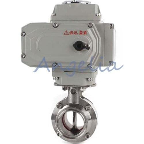 AC220V 4" Stainless Steel 304 Sanitary Motorized Butterfly Valve Tri Clamp OD 119MM