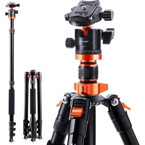 K&F Concept 80.7 inch Camera Tripod for DSLR Compact Aluminum with 360 Degree Ball Head and 10kgs Load for Travel and Work