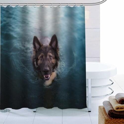 Modern German Shepherd Dog Shower Curtain Decor Waterproof Polyester Fabric Bath Curtain 180X180cm Eco-friendly Bathroom Curtain