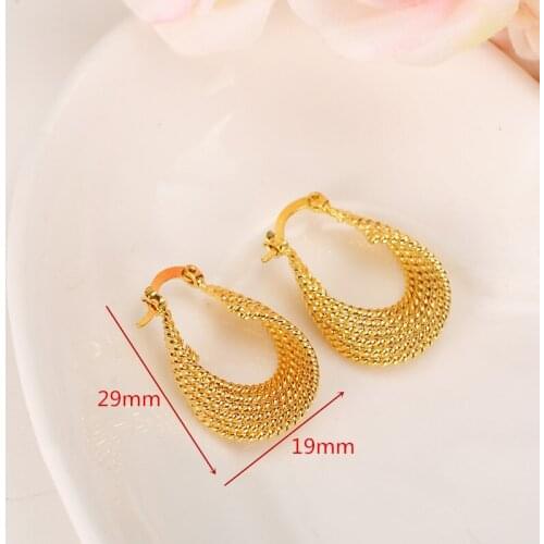 Vintage Hollow Earrings Real 18 K Solid Gold G/F Fashion Chic Jewelry Party Wives Earrings for Women Gift