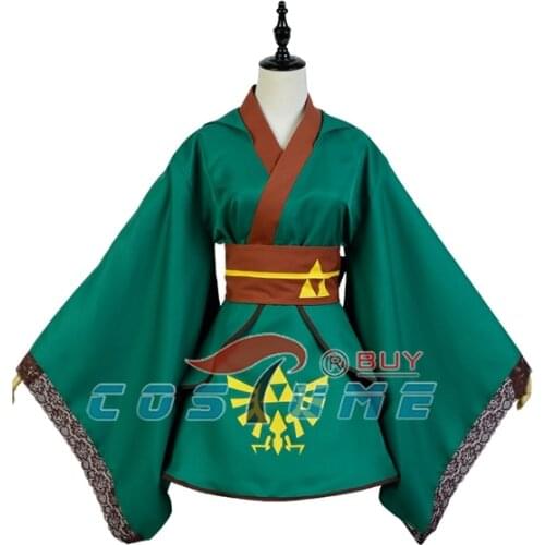 Link Cosplay Costume Hero Yukata Kimono Robe Green Version
