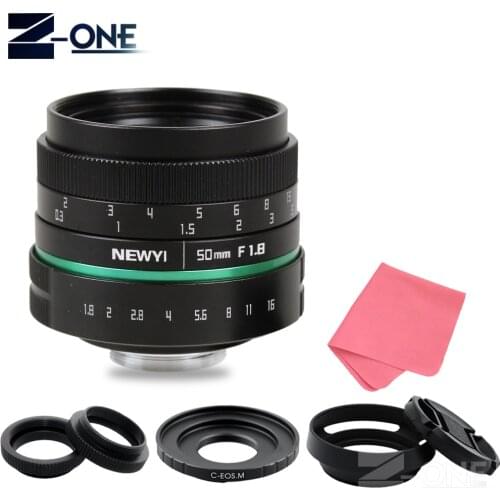 Green Camera lens 50mm f1.8 APS-C Multi-coated CCTV TV Movie Lens+C Mount for Canon EOS M M2 M3 M5 M6 M10 EOS M100