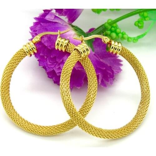 Wholesale price New Brand T Show Big O Women Earring Stainless Steel Trendy Loop Jewelry Net Round Hoop Earrings For Lovers