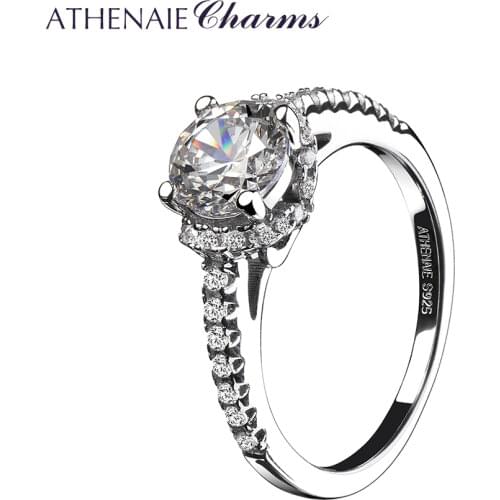 ATHENAIE 925 Sterling Silver shiny CZ Classic Elegance stylish ladys Ring for Women anillos mujer Engagement Sale 2018