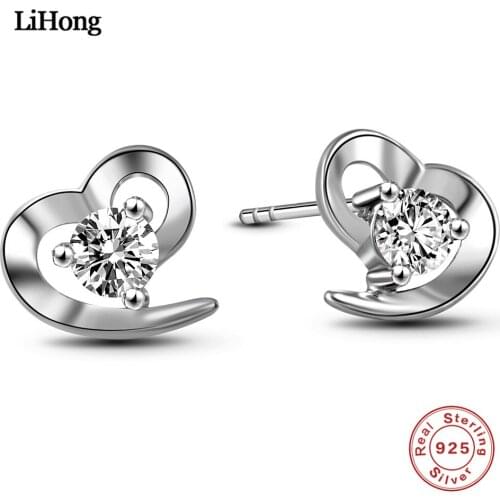 100% True 925 Sterling Silver Earrings Heart Ladies Earrings Jewelry High Quality AAA Zircon Earrings