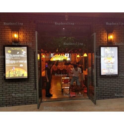 2PCS lockable outdoor waterproof LED menucard holder,24"X36" black frame led illuminated menu display box for restaurant