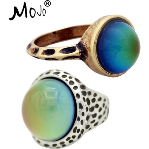 2PCS Vintage Bohemia Retro Color Change Mood Ring Emotion Feeling Changeable Ring Temperature Control Ring for Women RG002-RS049