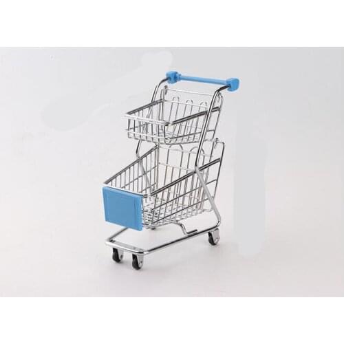 2 layers Mini Supermarket Shopping Cart Small Children Desktop Handcart Simulation Utility Cart Small Shopping car Toy Stroller