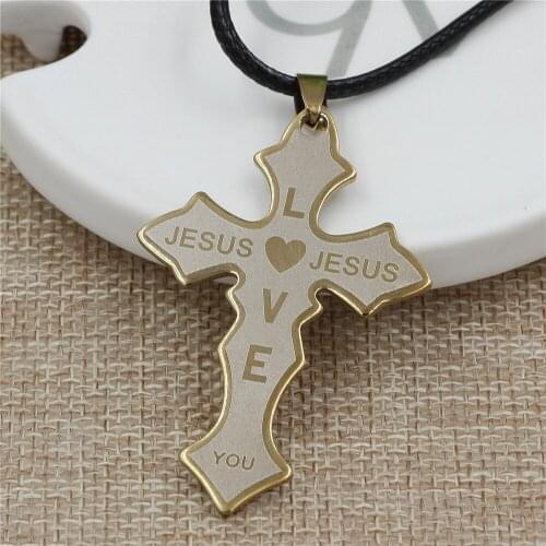 2 style Jesus love you titanium steel cross pendant necklace for men Jewelry Top Quality Not Alloy Metal Drop shipping