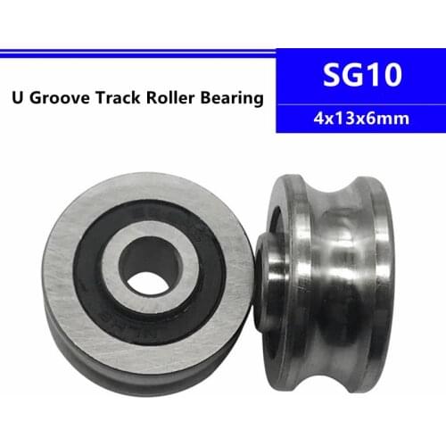 20pcs SG10 4x13x6x6.5mm 4x13x6x8.2mm U Groove Bearing Steel Pulley Track Guide Roller Ball Bearing wheel