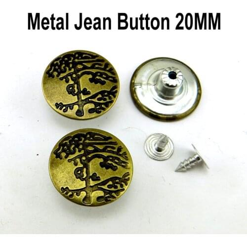 30PCS 20MM Bronze Tone Metal Brand Jeans Trousers Tree Button Brand Round Garment Star Buttons Clothes Accessory MJB-375
