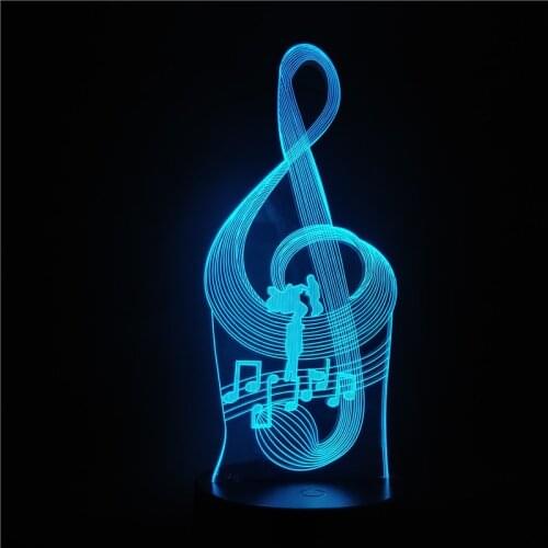 Musical Note 3D Visual Light LED 3D Night Light 7/16 Color Change Creative Bedside Lamp for Kids Bedroom Home Decor Xmas Gift