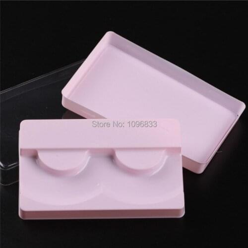 50sets/lot Square Pink Empty False Eyelashes Refillable] Box DIY Cosmetic Eyelashes Storage Container Eye Beauty Packing