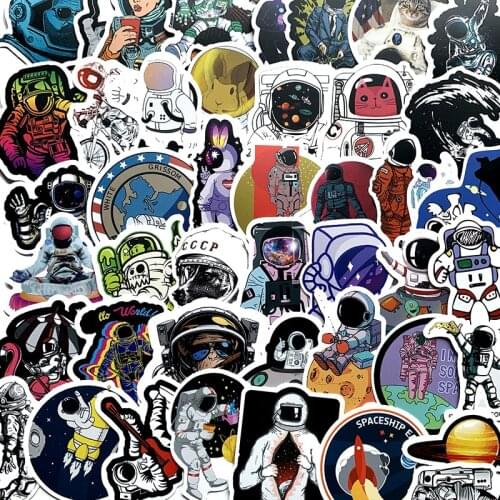 50Pcs Outer Space ins style 2021 Astronaut Stickers For Suitcase Skateboard Laptop Luggage Fridge Phone Car Styling DIY Decal