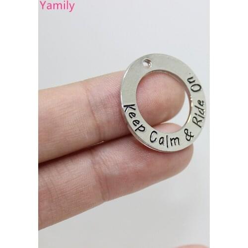 8pcs-- keep charm 25mm keep calm & Ride on charm pendant for DIY Jewelry Making