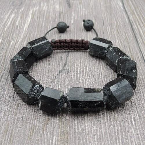 Natural Tourmaline Double Points Beads Beaded Bracelets Knot Handmade 7inch 7.5inch 8inch