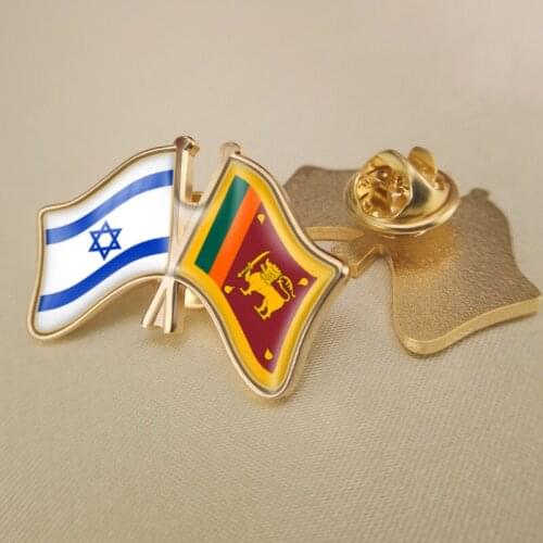 Israel and Sri Lanka Crossed Double Friendship Flags Lapel Pins Brooch Badges