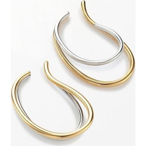 Contrasting U-shaped double-layer ear clip with no ear hole for women simple temperament painless cold wind retro earrings clip