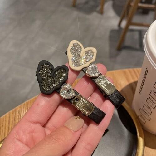 Korean Flash Rhinestone Heart Hair Clips for Girls Female Headdress Hairpins Casual Women Hair Accessoires Hairclips Barrette