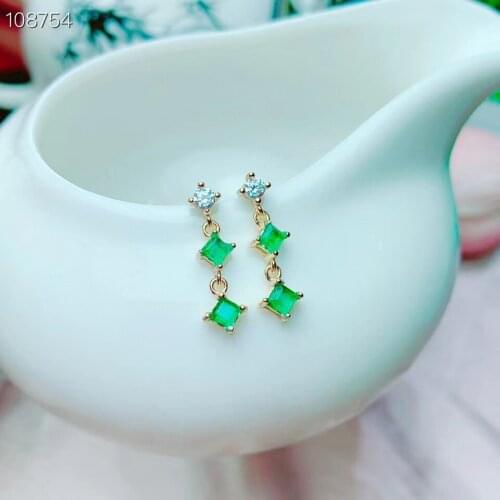 The Best Birthday Gift Natural and Real Emerald Earring 925 Sterling Silver Fashion Earring For Women