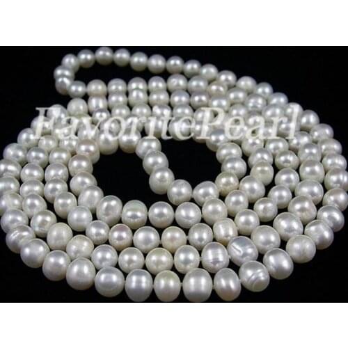 Favorite Pearl Necklace Wedding Party White Color Freshwater Pearl Long Necklace 46 inches Fine Jewelry Charming Women Girl Gift