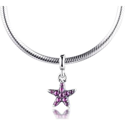 CKK 925 Sterling Silver ME My Pink Starfish Dangle Charm Beads for jewelry Making fit Me Bangle Bracelet Necklace DIY 2020 New