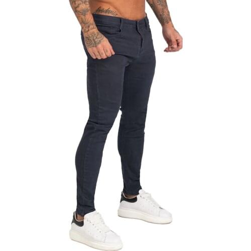 GINGTTO Mens Jeans Denim Stretchy Pants Super Skinny Fit Mens Jeans Elastic Waist Bestting for Athletic Body Hip Hop zm172