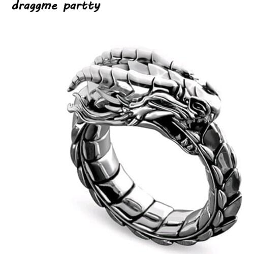 Retro Gothic Punk Rock Hip Hop Men Rings Trendy Dragon Male Rings Jewelry Accessories Anniversary Gift