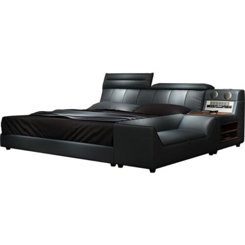RAMA DYMASTY genuine leather soft bed modern design bed/ fashion king/queen size bedroom furniture