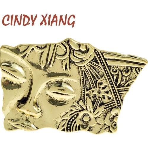 CINDY XIANG New Funny Abstract Matt Gold Metal Brooches Exaggerated Flower Fairy Figure Face For Women And Men Brooch Party Gift