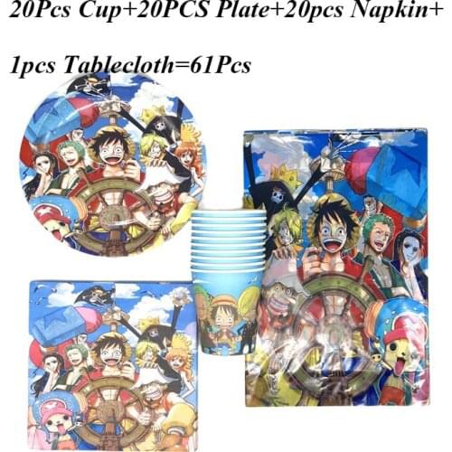 ONE PIECE Birthday Party Supplies Cake Dish Plate Cup Napkin Disposable Tableware Party Favor Decoration For 20 Person Party