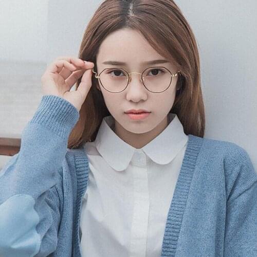 Students Vintage Polygonal Alloy Prescription Glasses Frame Boys & Girls Literary Decoration Clear Lens Myopia Eyeglasses Small