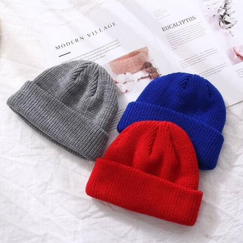 Simple Casual Solid Hat Knitted Couples Woolen Hat Beanies Melon Cap Beanie Men Autumn Winter Unisex Women Warm Female Hat