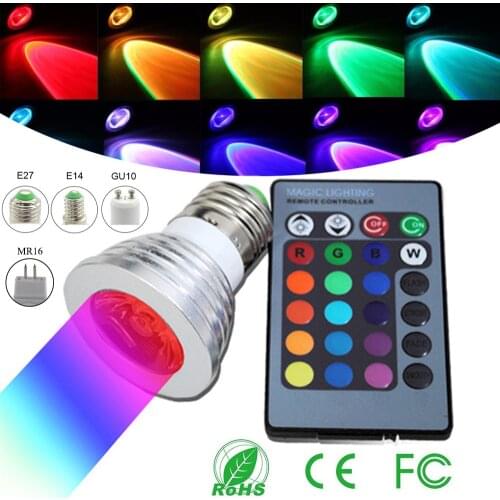 16 Color Changing Flood Light LED Bulb with Wireless Remote Control Dimmable RGB Multicolor and White Spotlight LED Light 85-265