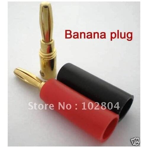 4mm Banana Plug Connector 47mm Red and Black Gold Plate 10 pcs per lot