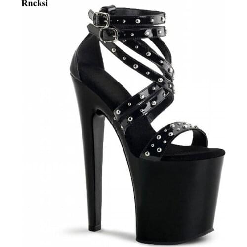 Rncksi New Women Sexy Rivets Shoes sandals platform 20cm high heels Pole Night clubbing Dance Girls Sandals Peep Toe Shoes