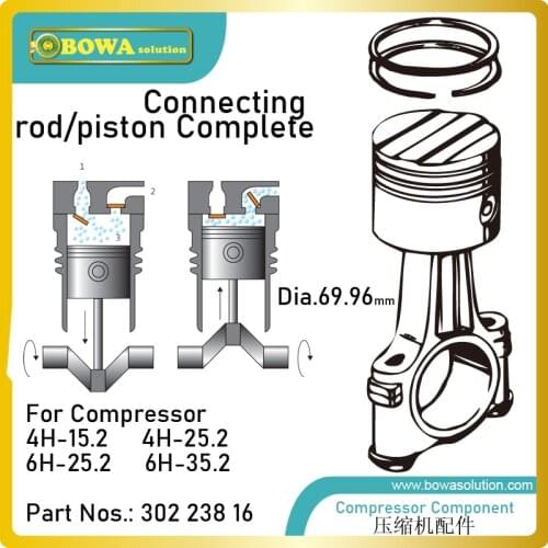 Dia.69.96mm connecting rod/piston complete is designed for 4H and 6H compressor