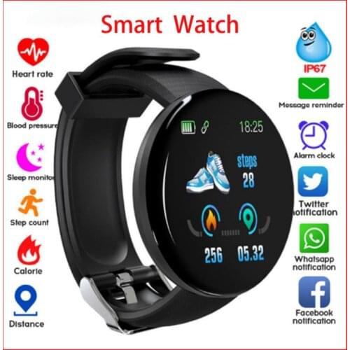D18S Smart Watch Round Blood Pressure Heart Rate Monitor Men Fitness Tracker SmartWatch Android IOS Women Fashion Electron Clock